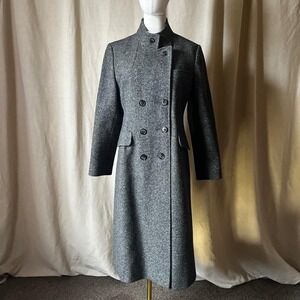 Vintage‎ Bromleigh Gray Wool Double Breasted Military Coat USA XS/S